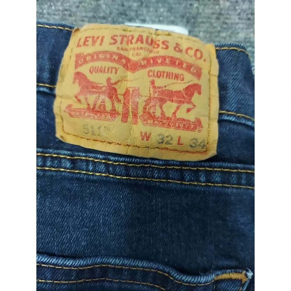 Levis Jeans Mens 30x32 Blue 511 Slim Fit Straight‎ Leg Preppy Dark Wash Red Tab